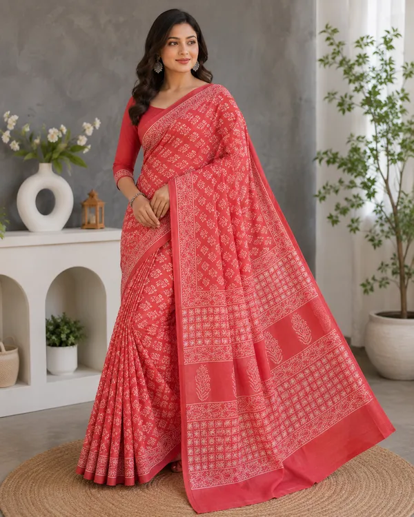 Brown_Bagru_Hand_Block_Print_Cotton_Mul_Saree_With_Blouse_Piece_Default_Title