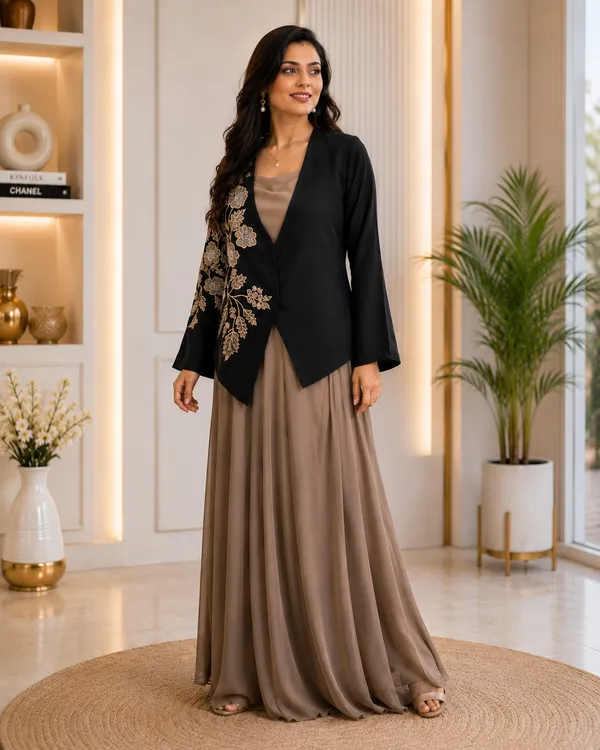 Luxury_Black_Floral_Embroidered_Banana_Crape_Jacket