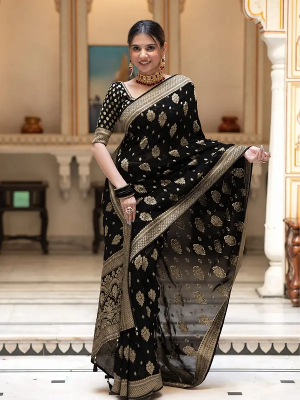 Premium_Georgette_Silk_Saree_With_Double_Zari_Work_Black