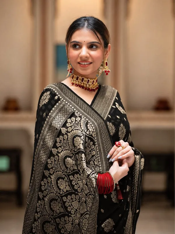 Premium_Georgette_Silk_Saree_With_Double_Zari_Work_Black