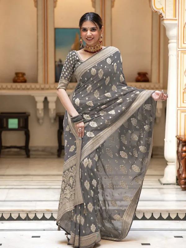 Premium_Georgette_Silk_Saree_With_Double_Zari_Work_Black