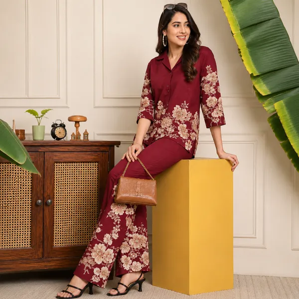 Floral_Printed_Cotton_Collar_Co_Ord_Set_For_Women_Black