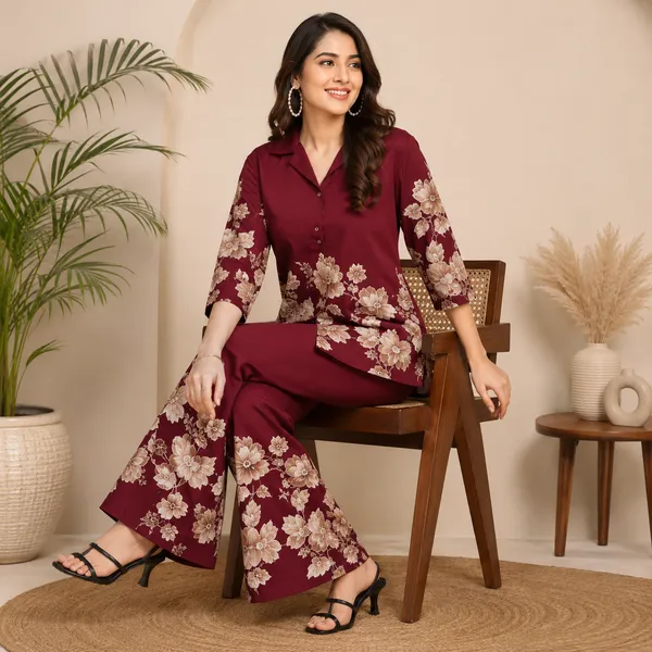 Floral_Printed_Cotton_Collar_Co_Ord_Set_For_Women_Black