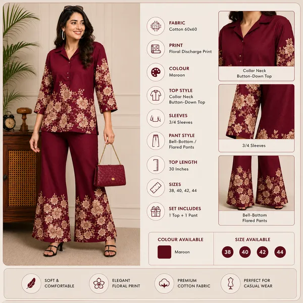 Floral_Printed_Cotton_Collar_Co_Ord_Set_For_Women_Black