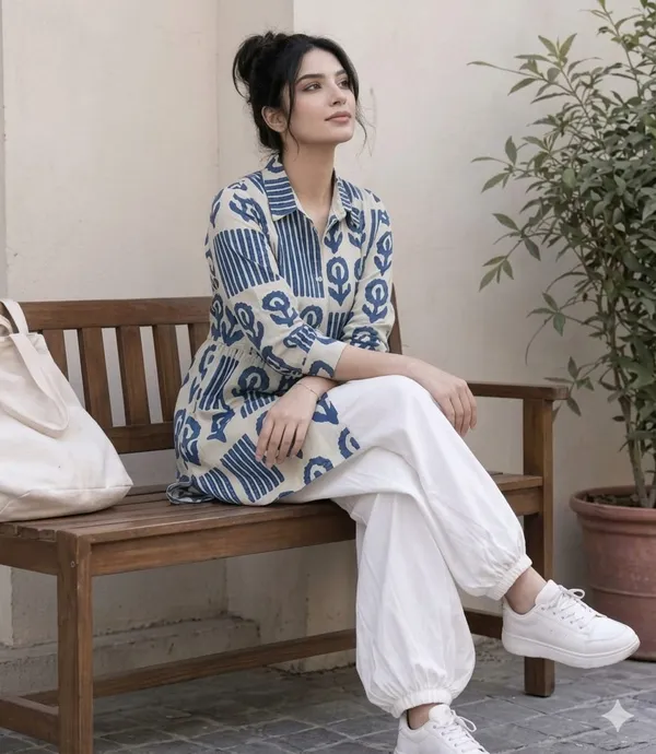 Stylish_Cord_Set_For_Women_Blue_Cotton