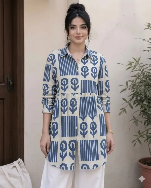 Stylish_Cord_Set_For_Women_Blue_Cotton