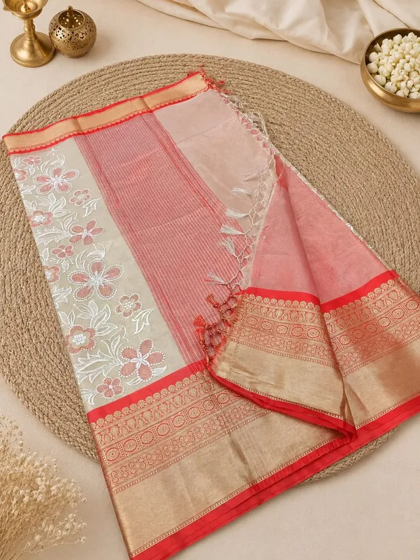 Banarasi_Saree_With_Beautiful_Embroidery_With_Big_Skirt_Border_Brown_Silk_Female