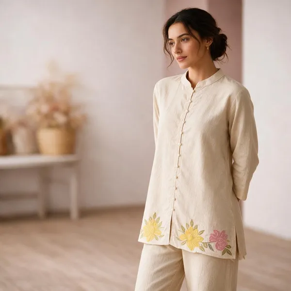 Elegant_Cream_Embroidered_Kurta_Pant_Set_For_Women