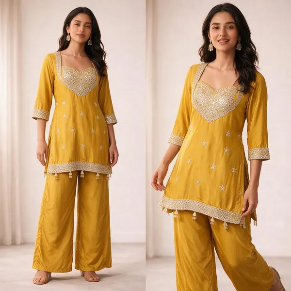 Designer_Crepe_Kurta_Pant_Set_For_Women