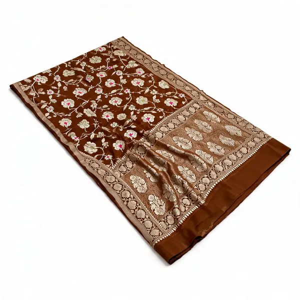 Katan_Silk_Zari_Jaal_Saree_Brown