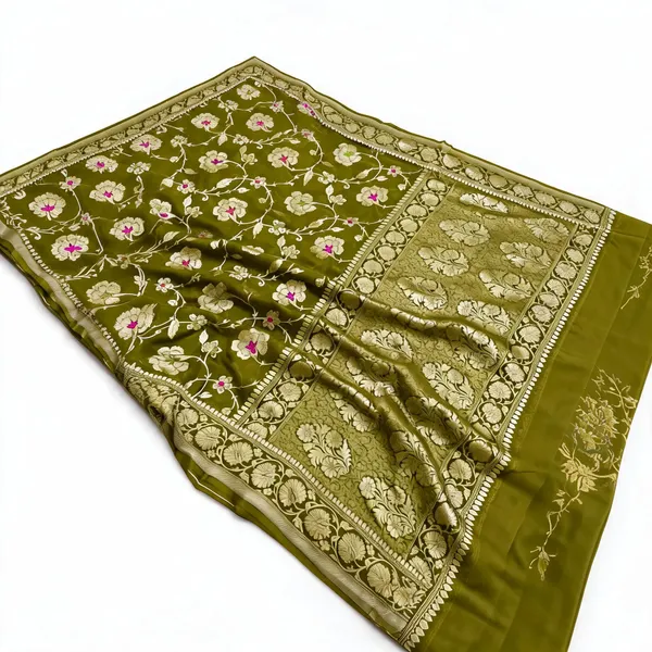 Katan_Silk_Zari_Jaal_Saree_Green