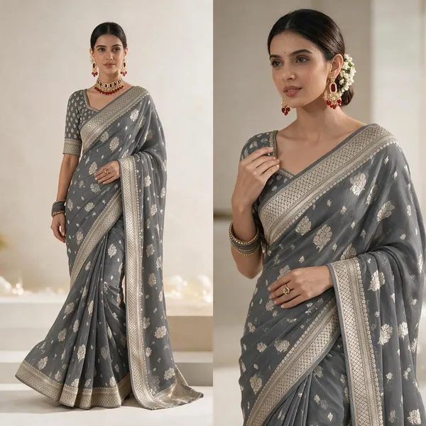 Premium_Georgette_Silk_Saree_With_Double_Zari_Work_Gray