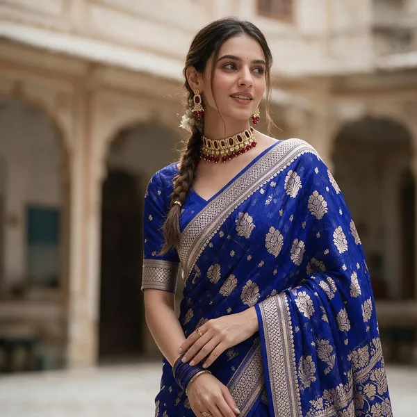 Premium_Georgette_Silk_Saree_With_Double_Zari_Work_Royal_Blue