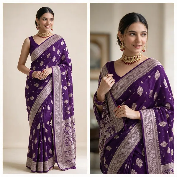 Premium_Georgette_Silk_Saree_With_Double_Zari_Work_Navy