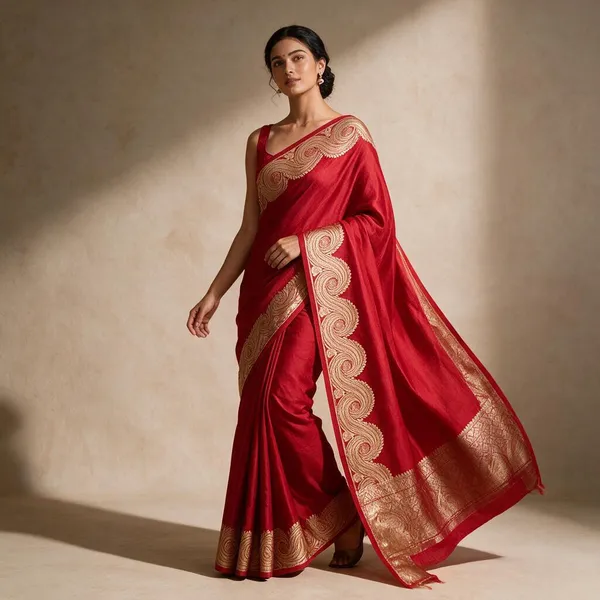 New_Arviel_Banarasi_Soft_Dybal_Warm_Silk_Saree_Lightweight_Designer_Saree_With_Gold_Zari_Border_Red