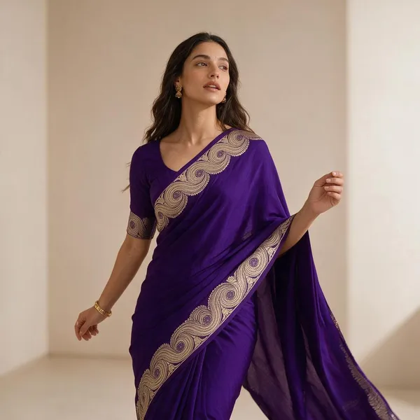 New_Arviel_Banarasi_Soft_Dybal_Warm_Silk_Saree_Lightweight_Designer_Saree_With_Gold_Zari_Border_Purple