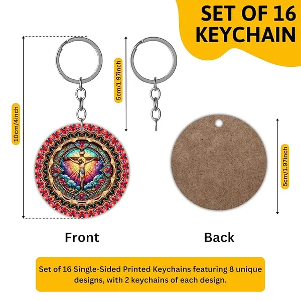 Set_Of_16_Christian_Cross_Printed_Keychains