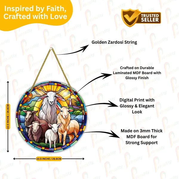 MDF_Religious_Lambs_Round_Wall_Hanging