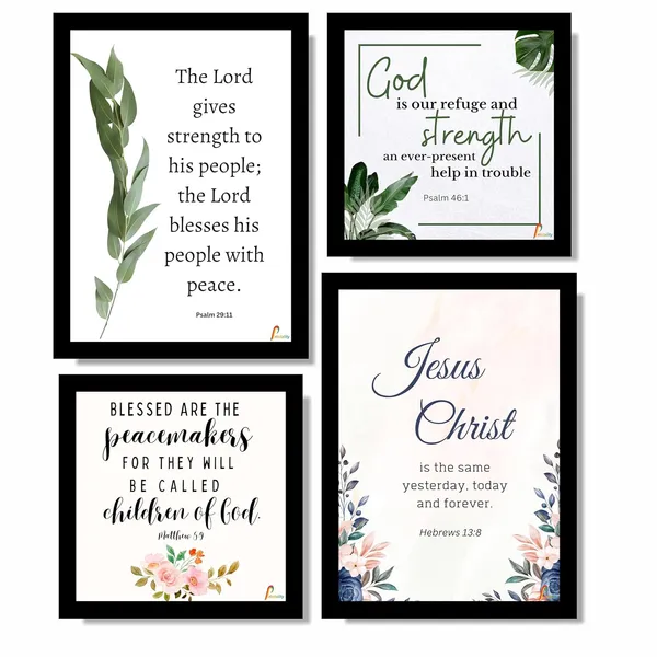 MDF_Christian_Quote_Floral_Set_Of_4_Wall_Frames