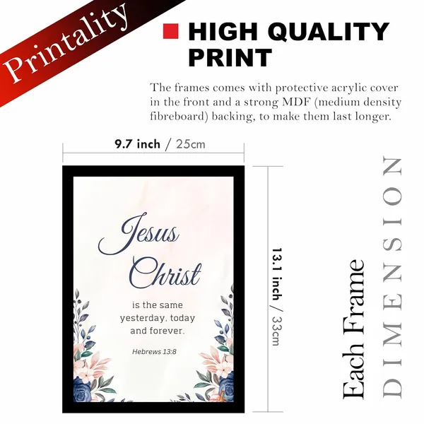 MDF_Christian_Quote_Floral_Set_Of_4_Wall_Frames