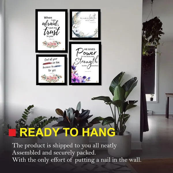 Black_MDF_Inspirational_Floral_Set_Of_4_Wall_Frames