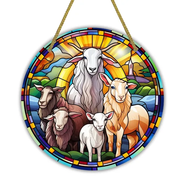 MDF_Religious_Lambs_Round_Wall_Hanging