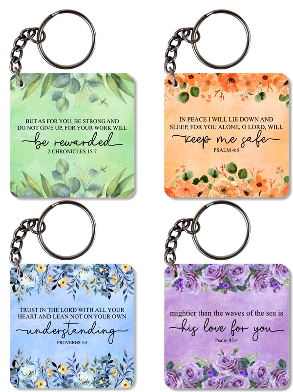 Multicolour_MDF_Floral_Print_Key_Ring_for_Gifting