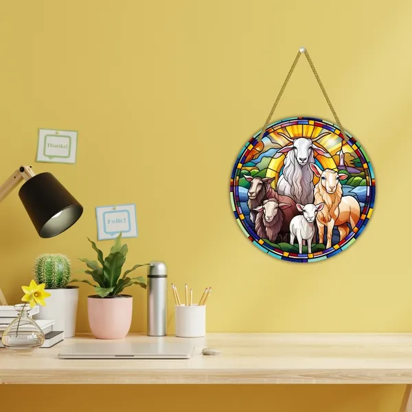 MDF_Religious_Lambs_Round_Wall_Hanging