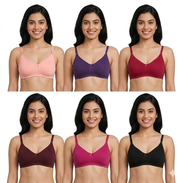 Multicolor_Solid_Six-Piece_Bra_Set_for_Women