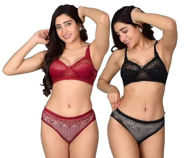 Red_And_Black_Lace_Regular_Fit_Lingerie_Set_for_Women