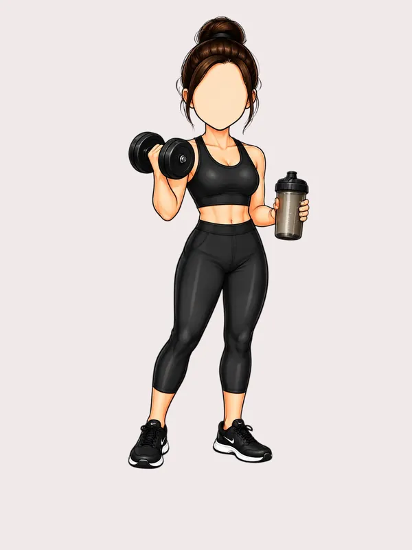 Female_Trainer_Caricature_Black_Fitted_Activewear_Set_Caricature