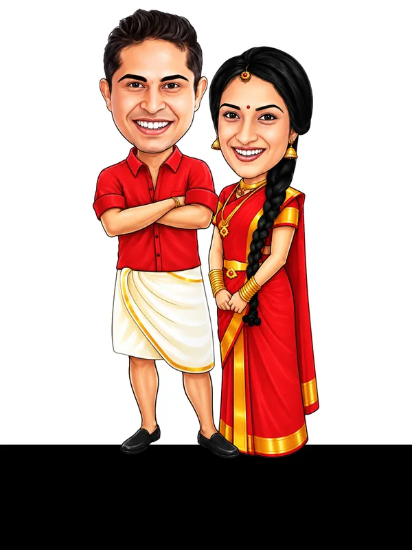 Traditional_Indian_Couple_Caricature