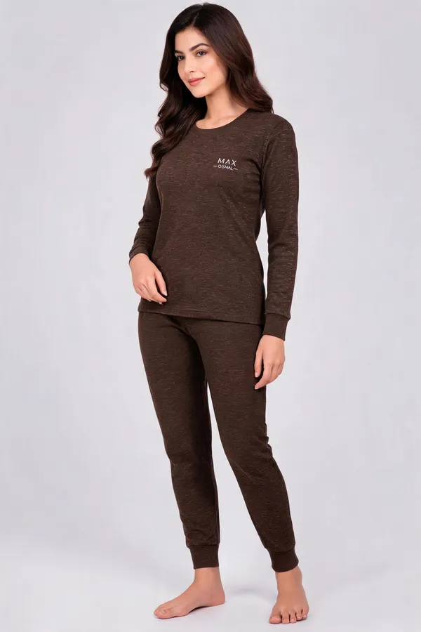 Brown_Long_Sleeve_Regular_Fit_Loungewear_Set_For_Women
