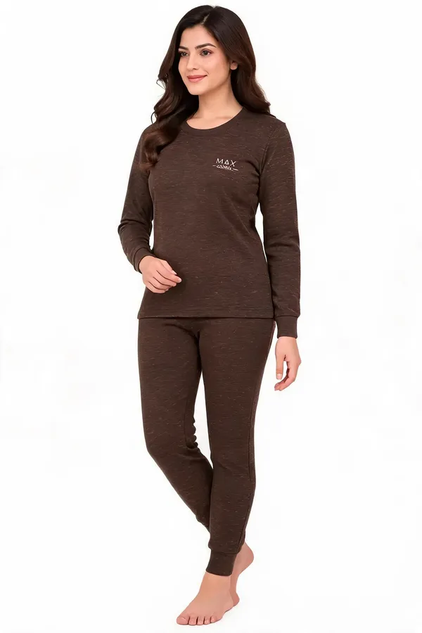 Brown_Long_Sleeve_Regular_Fit_Loungewear_Set_For_Women