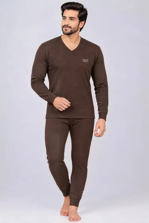 Brown_Full_Sleeve_V_Neck_Thermal_Set_For_Men