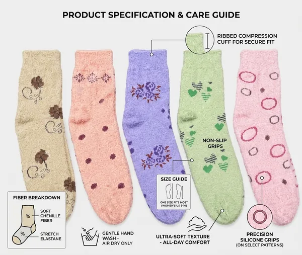 Multicolor_Chenille_Non-Slip_Socks_For_Women