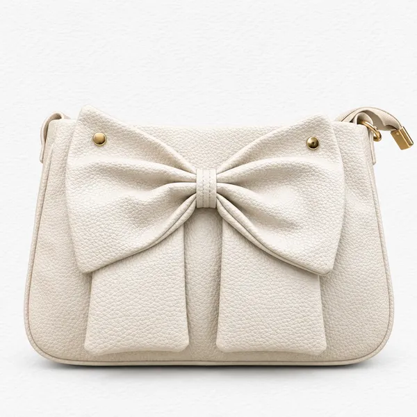 Cream_Textured_Bow_Shoulder_Bag_for_Women