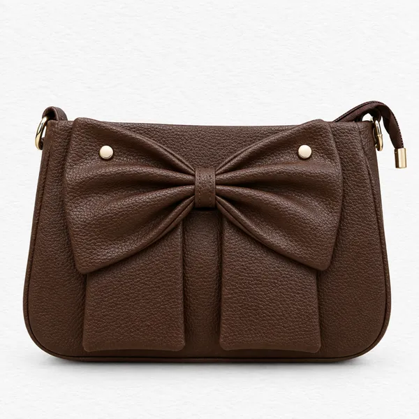 Brown_Leather_Look_Bow_Shoulder_Bag_for_Women