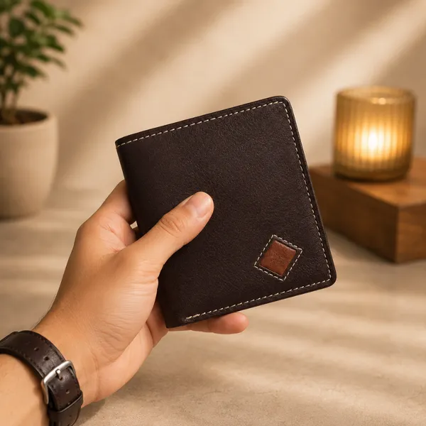 Dark_Brown_Leather_Finish_Bi-Fold_Wallet_For_Men