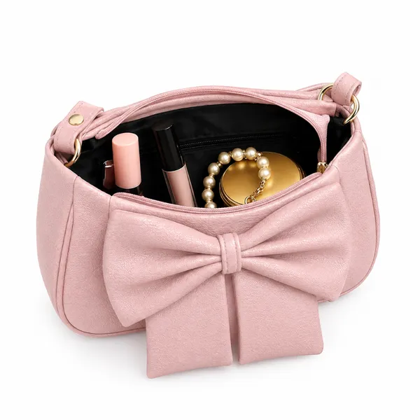 Pink_Faux_Leather_Bow_Shoulder_Bag_for_Women