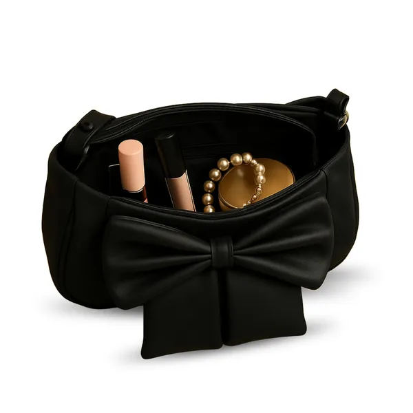 Black_Faux_Leather_Bow_Shoulder_Bag_for_Women