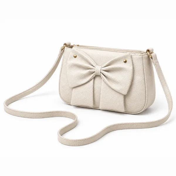 Cream_Textured_Bow_Shoulder_Bag_for_Women