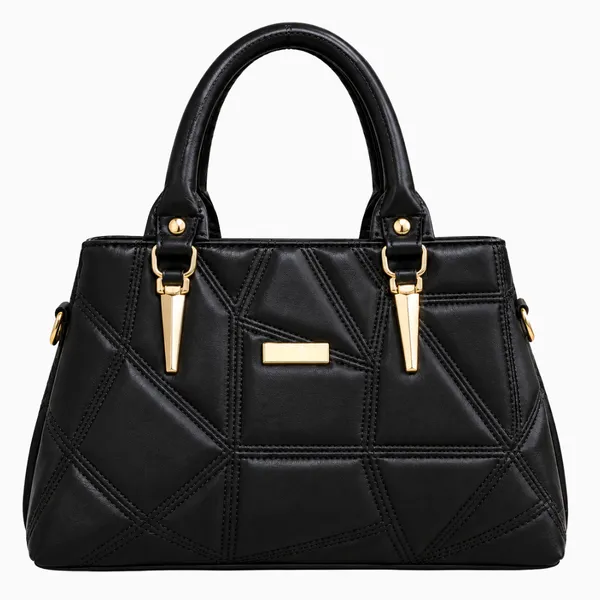 Black_Leather-Look_Structured_Handbag_For_Women