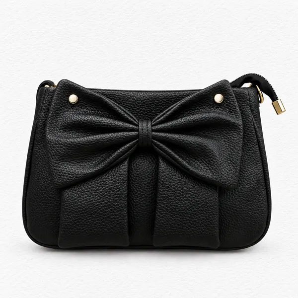 Black_Faux_Leather_Bow_Shoulder_Bag_for_Women