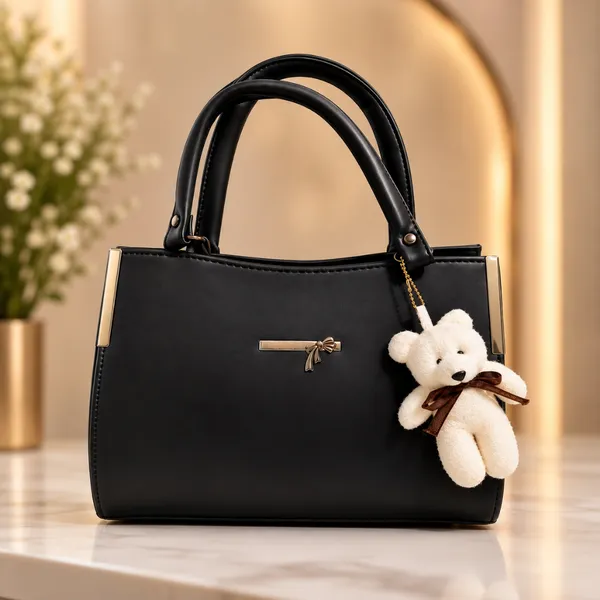 Black_Faux_Leather_Structured_Handbag_For_Women