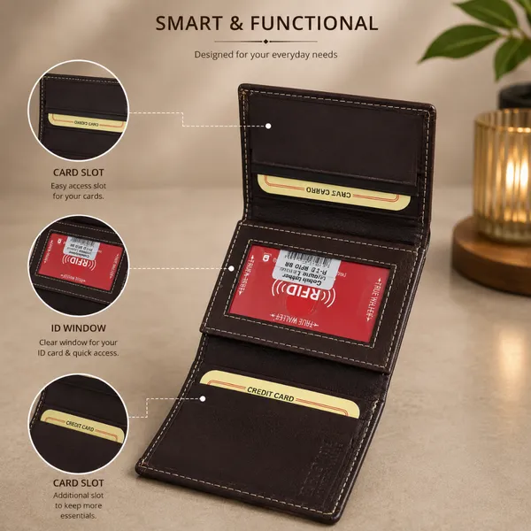 Dark_Brown_Leather_Finish_Bi-Fold_Wallet_For_Men