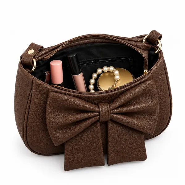Brown_Leather_Look_Bow_Shoulder_Bag_for_Women