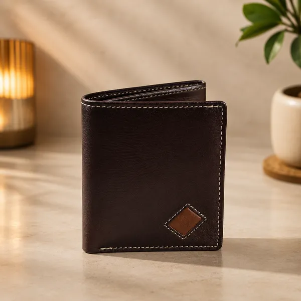 Dark_Brown_Leather_Finish_Bi-Fold_Wallet_For_Men
