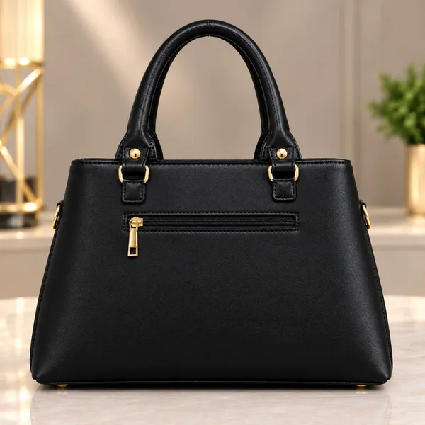 Black_Leather-Look_Structured_Handbag_For_Women