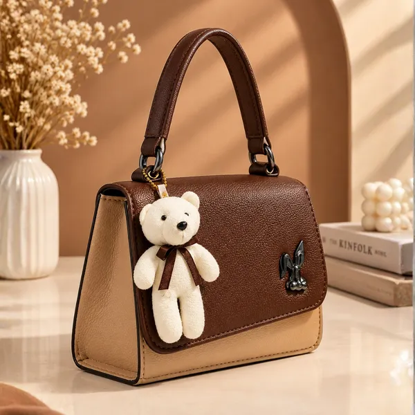 Brown_Textured_Teddy_Charm_Shoulder_Bag_for_Women